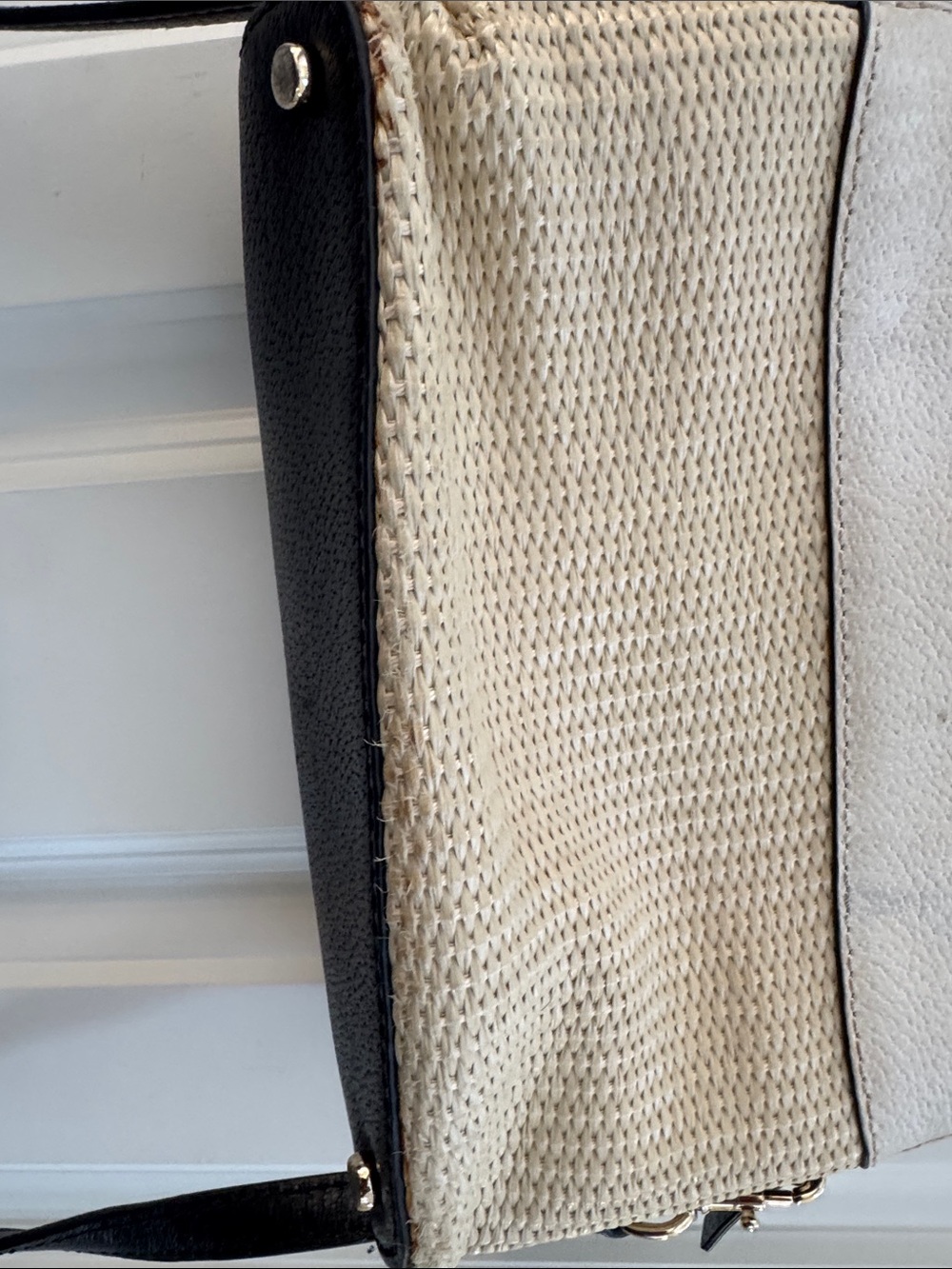 kate spade Cream and Black Textured Satchel with Crossbody Strap - Picture 6 of 10